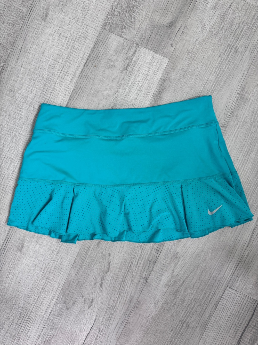 Nike Court Victory Tennis Skirt Teal Aqua Blue Dri-Fit Perforated Ruffle Size L